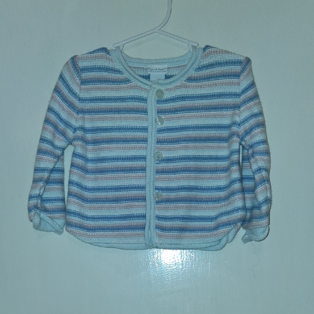 Piper & Posie Striped Blue and White Kids Cardigan